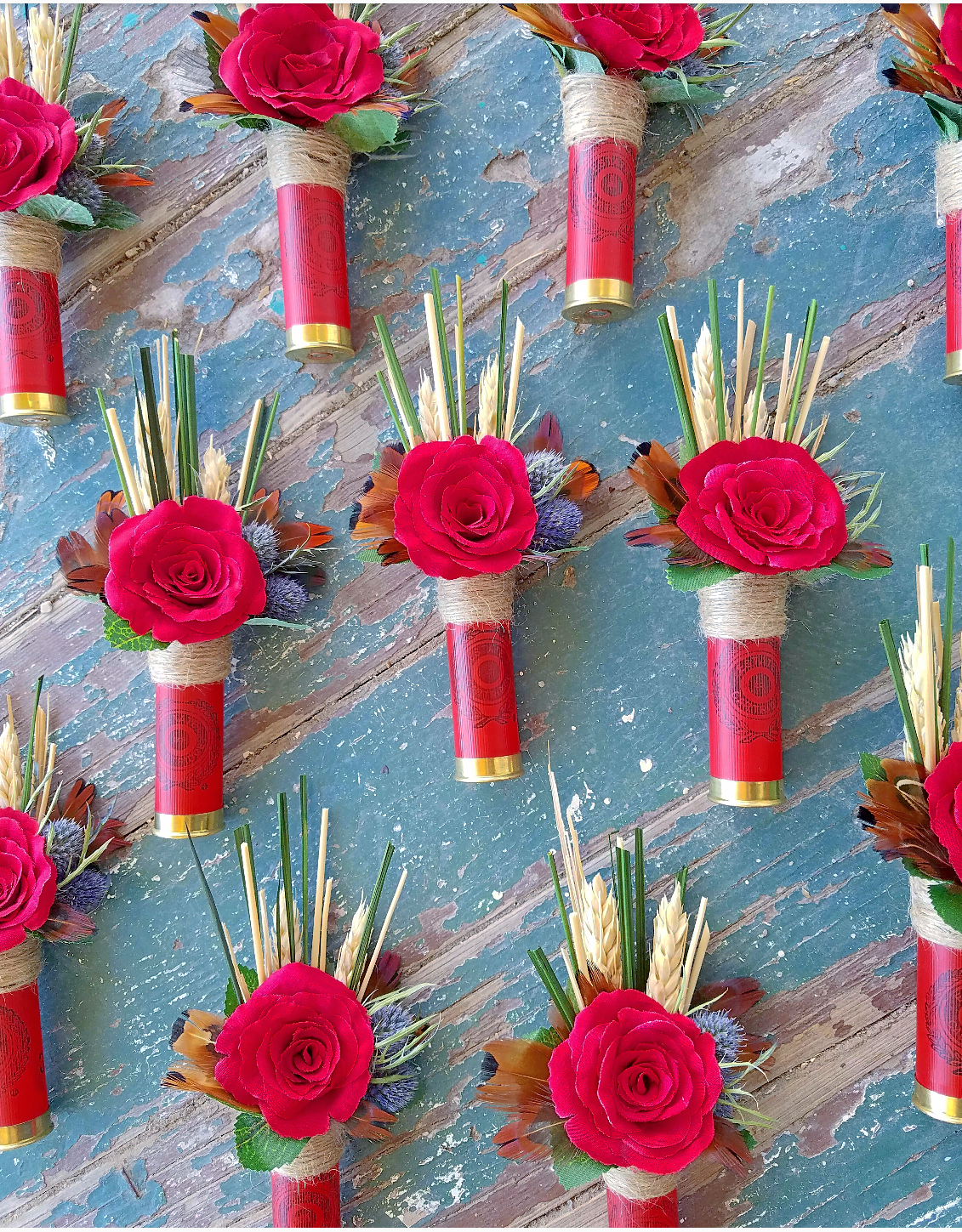 Red Shotgun Shell Boutonniere, Lapel, Pin, Buttonhole, Corsage