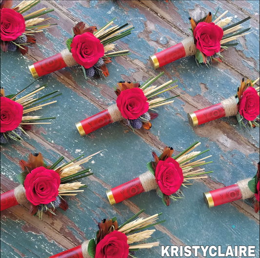 Red Shotgun Shell Boutonniere, Lapel, Pin, Buttonhole, Corsage