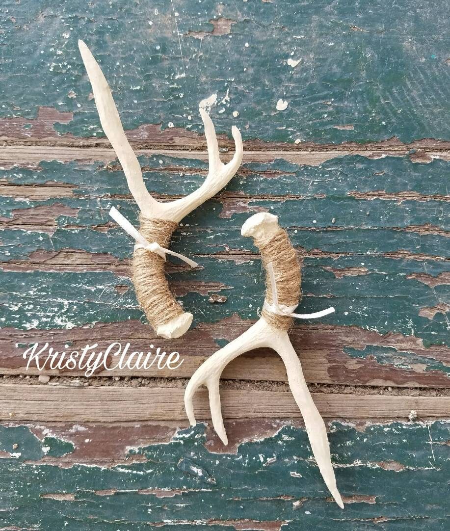 Ivory Antler Boutonniere, Faux, Pin-on, Lapel, Buttonhole, Mini Antler, Taxidermy