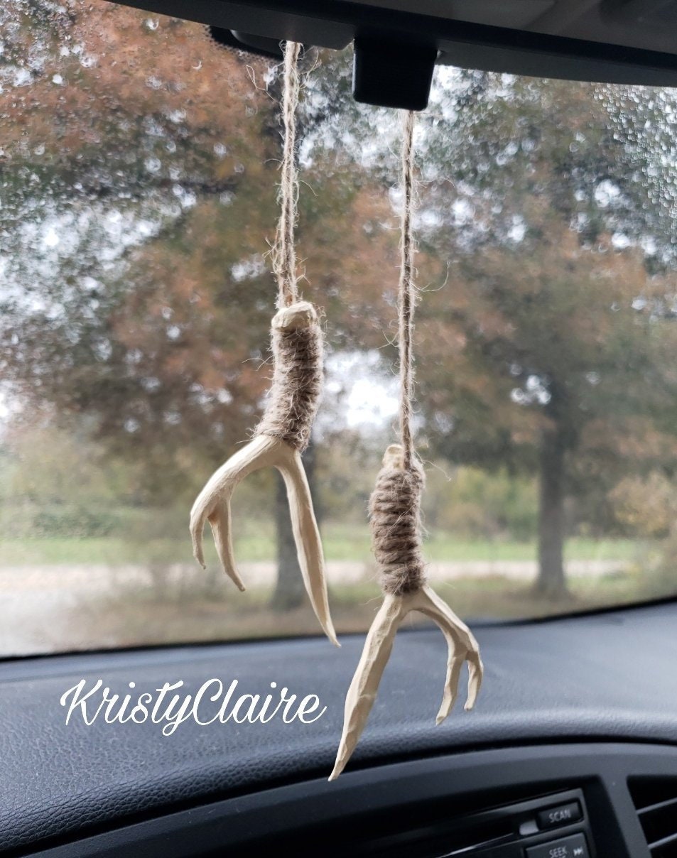Rear View Mirror Antler Accessories, Ivory, Charm, Decoration, Hanger, Faux Antlers