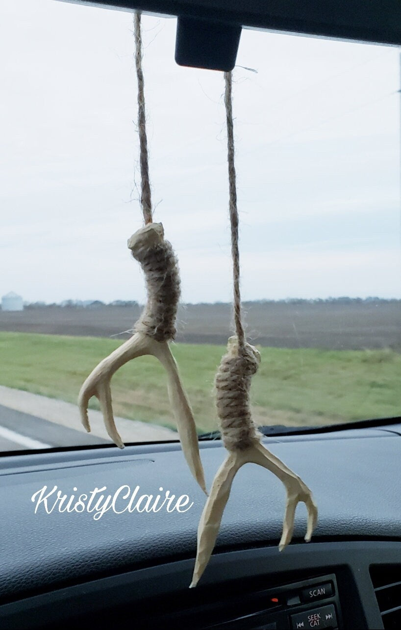 Rear View Mirror Antler Accessories, Ivory, Charm, Decoration, Hanger, Faux Antlers
